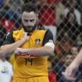 12 por 8: Rodrigo Capita faz sua tradicional comemoração — Foto: Guilherme Mansueto/Magnus Futsal